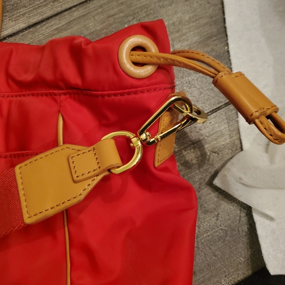 Tory Burch Red Crossbody Drawstring Nylon Tote - Picture 6 of 11